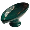 Elegant Marble Grain Ceramic Soap Dish, Leaf Design, Self-Draining, 5
