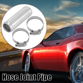 X AUTOHAUX OD 1" 25mm Aluminum Alloy Hose Joiner Tube Intercooler Pipe Connector Air Intake Tube with Bead Roll with 2 Clamps Length 3" 76mm