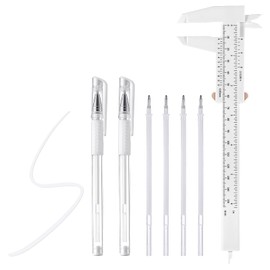 Bewudy Eyebrow Microblading Marker Pen, 2 Pcs Brow Mapping Pens with with 4 Replacement Refills and 1 Ruler, White Makeup Tattoo Skin Marker Pen, Brow Lamination Supplies for Eyebrow Lip Skin (White)