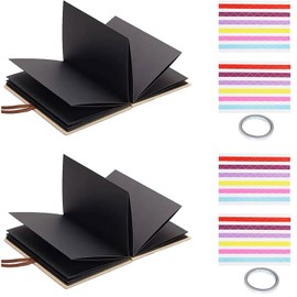 ERBO Pack of 2 DIY Photo Albums (17.5 x 11.5 cm), Small Photo Albums, DIY Scrapbook Photo Book, Can Be Used as a Graduation Gift, Birthday Gift, Wedding Anniversary Gift (Black)