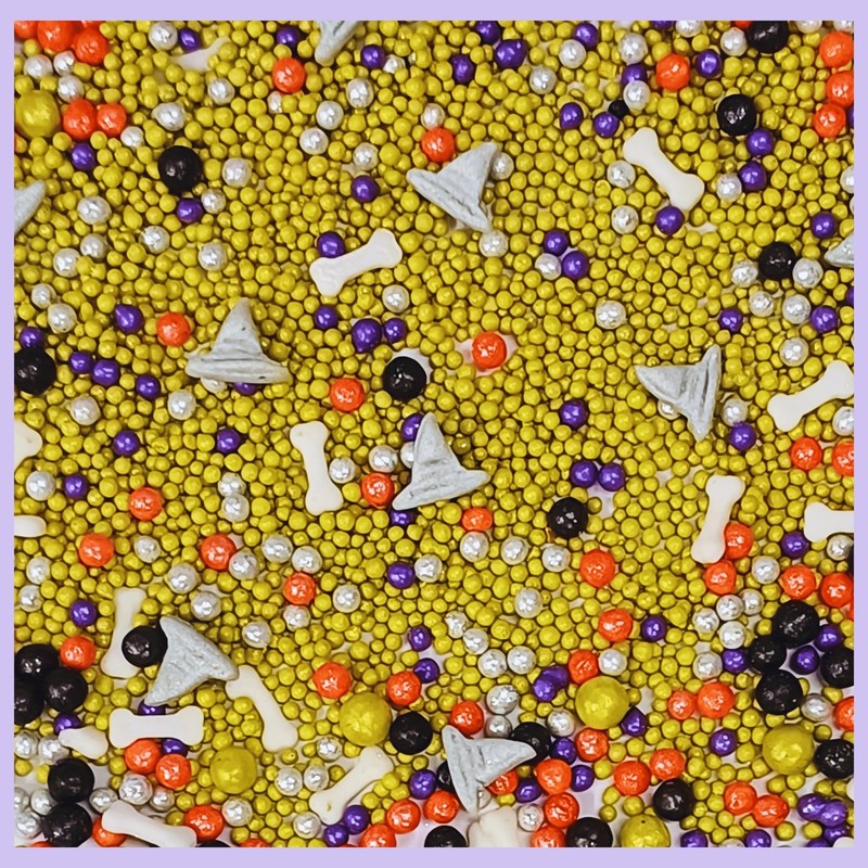 Confect Mix Lime Green, Orange, White & Black Pearls sprinkles