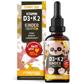 Vitamin D3 + K2 Children's Drops 1000x - with 650 IU Vitamin D3 Vegan + 20 µg Bioactive Vitamin K2 MK7 (Pharmaquinone®) - Immune System & Bone - Laboratory Tested with Certificate - Supply for 11