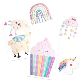 Ursus 8080001F - Cute Rainbow Paper Craft Set, Set of Photo Cardboard, Braiding Sheets, Punching Parts, Braiding Strips and Embroidery Thread, Includes Step by Step Instructions (English language not