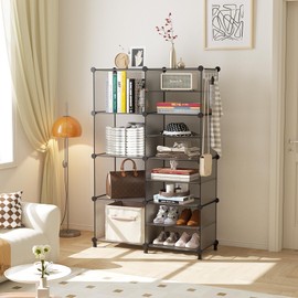 AWTATOS Closet Organizer 8 Cube Storage Shelves Portable Closet Clothes Organizers and Storage Stackable Cubby Shelving for Closet Bedroom Living Room Grey