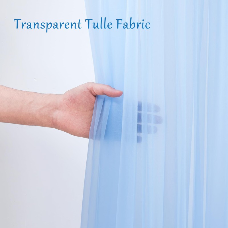 10x10 Blue Tulle Backdrop Curtains for Parties, Sheer Backdrop Curtain