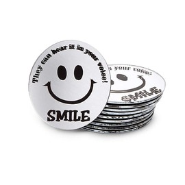 Trainers Warehouse Mini Round Smile Mirrors (10/Set) | A Reminder to Communicate Positive Energy Through Voice - Handy Mini-Mirror | 2.25 Inch Diameter Adhesive Backing