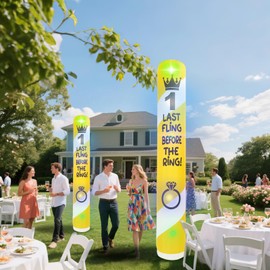 InfleasJoiy 10FT bachelorette party inflatable decoration golden pillar, built-in LED lights and colorful flashing lights, suitable for indoor and outdoor inflatable decorations for bachelorette party