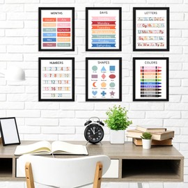 Educational Learning Posters, Learning Posters, 6 Learning Posters for Preschool Children, Alphabet Posters, Educational Montessori Learning Posters, Children's Learning Posters for Letters Learning