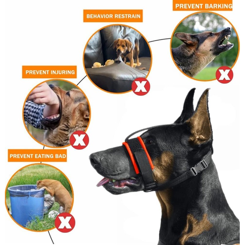 Voarge Dog Muzzle, Nylon Soft Dog Muzzle, Prevent Biting Barking,