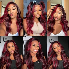 Ombre Burgundy Bundles P1B99J Body Wave 3 Bundles 16 18 20 inch 2 Tone Black Mixed With Wine Red Bundle 8A Brazilian Virgin Hair Extensions