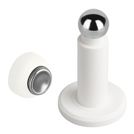 Hommyzone Adjustable Height Magnetic Door Stopper,Heavy Duty Magnetic Doorstop, 304 Stainless Steel Door Holder with Wall&Floor Mounted… (White)