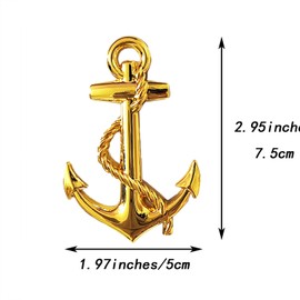 OnlyYou.X Anchor Emblem 3D Logo Anchor Badge Decal Sticker for Universal Cars 1 Piece Metal Gold