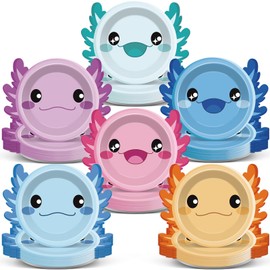 60Pcs Axolotl Shaped Birthday Party Decorations Reptile Animals 7 Inch Dessert Plates Tableware Cartoon Axolotl Dinner Paper Plates Dinnerware for Kids Boys Girls Party Baby Shower Supplies Favors
