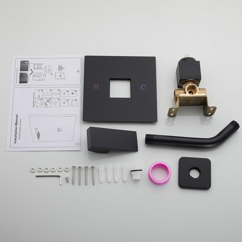 Matte Black Shower Faucet GGStudy Single Function Shower Trim Kit