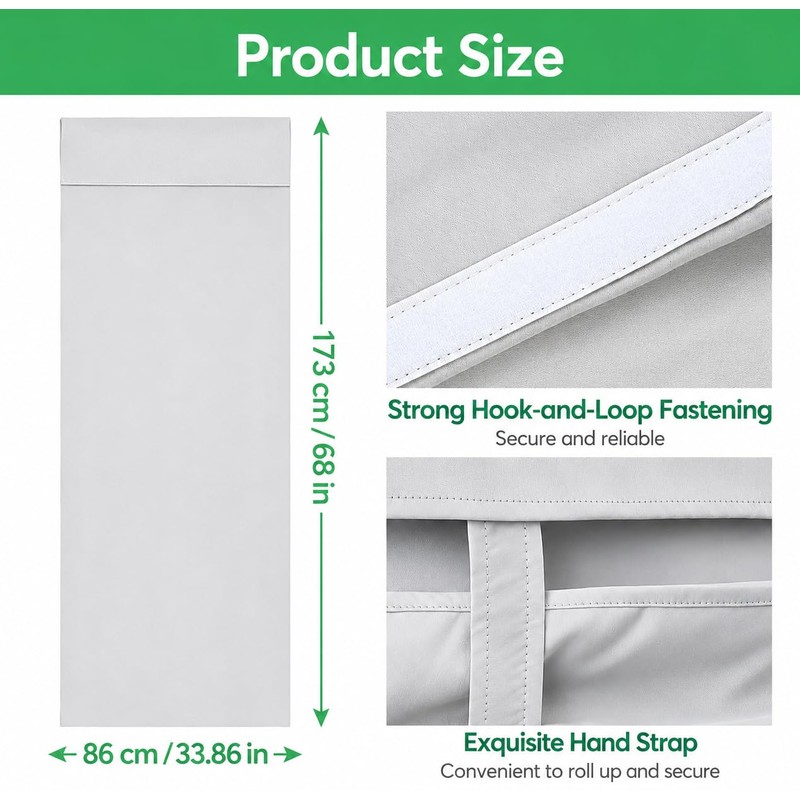 YedZen Blackout French Door Blinds, 86x173cm No Drilling＆Stick ON