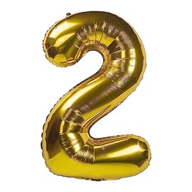Party Kawaii 32 inch Giant Number Helium Foil Birthday Party Balloons (Gold Number 2)