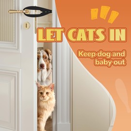 TGIOW Cat Door Latch, 1 Pcs Cat Door Stopper Pet Door Latch to Keep Dog Out of Litter Box and Food, Door Prop for Cat with 5 Adjustable Size Strap 2.5-6" Wide, No Measuring, Easy to Install, Black