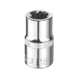 sourcing map E-Torx Socket 1/2" Drive E16 Star Female Socket 1.5" Length External Torx Deep Sleeve CR-V Chrome Plating 6 Point Spline Sleeve for Auto Repairs Home Maintenance