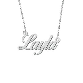 BeautyLiLi Stainless Steel Jewelry Custom Dainty Initial Name Necklace Silver for Women Grandma Layla