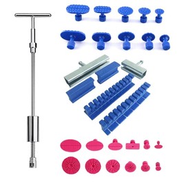 Dent Puller PDR Kit, 2 In 1 Dent Puller Paintless Dent Repair with T-Bar Slide Hammer, 22 Suction Dent Puller PDR Glue Kit,2 Stainless Steel Grooves,2 Short Puller Lines and 2 Long Puller Lines