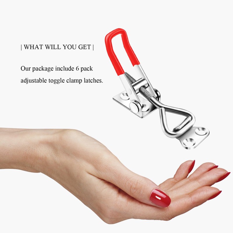 6 Pack Toggle Latch Clamp 4001，Adjustable Pull Latch, 330Lbs Holding