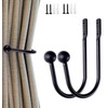 2PCS Curtain Tie Backs Hooks, Curtain Tie Backs Black, Metal