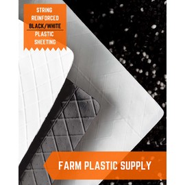 Farm Plastic Supply - String Reinforced Silage Cover Black/White - 6 Mil - (25' x 10') - Heavy Duty Polyethylene Plastic for Silage Cover, Bunker Cover for Farming, Agriculture