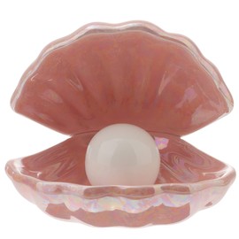 Homoyoyo Shell Lamp, Pearl Lamp, Shell Lamp with Pearl, Shell Pearl Night Light, Shell Pearl Light Ceramics Shell Pearl Design Night Light Desktop Ornament Bedside Lamp for Bedroom Living Room (Pink)