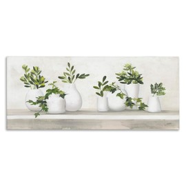 Stupell Industries Traditional Cottage Plants Potted White Vase Botanicals Canvas Wall Art, 30x13