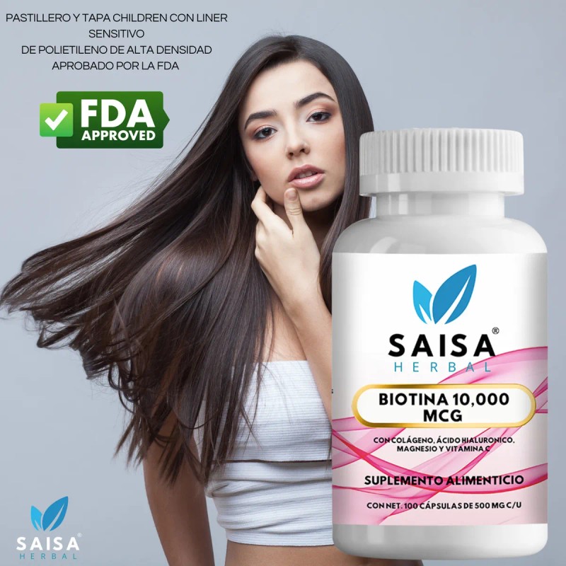 Biotina 10,000 mcg Colageno Hidrolizado Acido Hialurnico Citrato de Magnesio