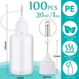 Zhehao 100 Pcs Precision Needle Tip Glue Applicator Bottles 30 ml/ 1 oz Translucent Glue Bottles Narrow Tip Applicator Bottle Plastic Liquid Dropper Bottles for DIY Quilling Craft Acrylic Painting