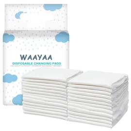 WAAYAA 100 Pack Baby Disposable Changing Pads, Waterproof Bed Underpads with Super Absorb and Quick Dry for Baby Infant Newborn, Soft Liners for Incontinence Adult and Pets Pee Training-White(17"x13")
