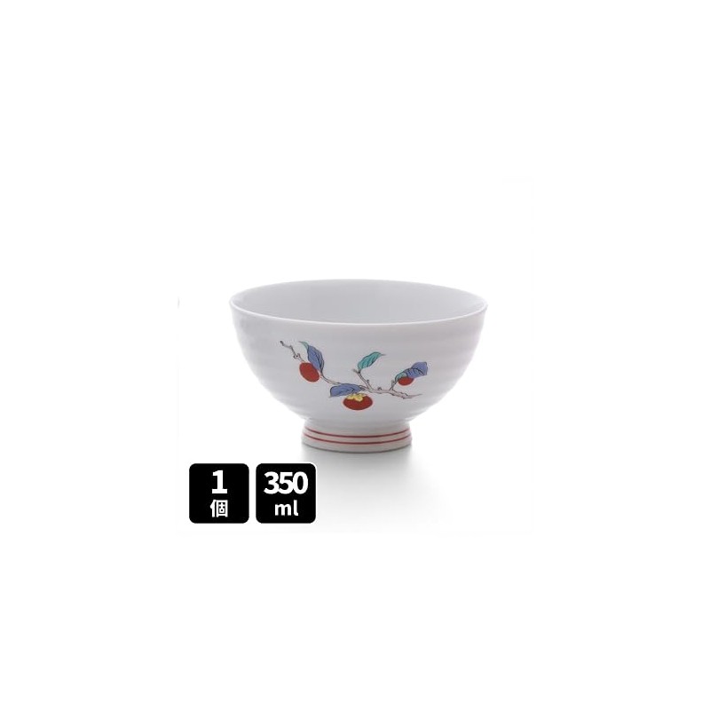 Dan Pottery Arita Ware Persimmon Uemon Style Rice Bowl (Persimmon,