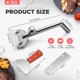 Lasnten Griddle Scraper Heavy Duty Grill Scraper Commercial Griddle Scraper Set with 4 Blades Cast Aluminum Flat Top Grill Scraper with Small Beveled Edge Grill Scraper for Restaurants, Bars, Diners