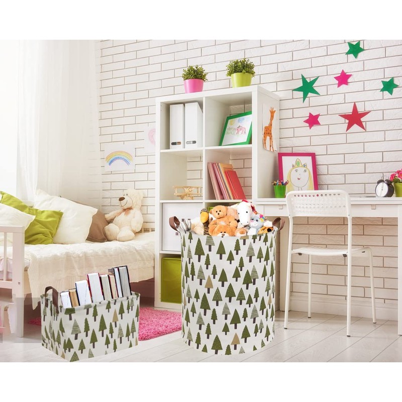 Sanjiaofen Rectangular Canvas Storage Bins,Waterproof Storage Basket,Collapsible Tree Organizer Bin