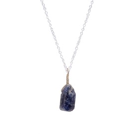 GEMKORA Real Blue-Sapphire Raw Crystal Pendant Necklace, Natural Gemstone, Birthstone, Rough Crystal, Healing Stone, Gift for Women, 925 Sterling Silver Jewellery 18 inch