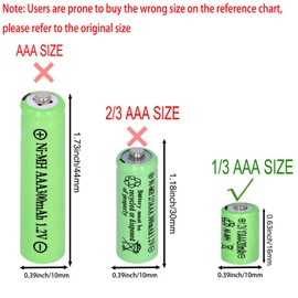 Yibatopow 6 Packs 1/3aaa 200 mah 1.2v NI-MH Rechargeable Battery for Outdoor Solar Garden Art Light Battery (Not AAA Standard Size Batteries, 1/3 The Size of AAA Batteries)
