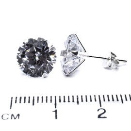 Arranview Jewellery 10 mm clear CZ stud round solitaire earrings in sterling silver