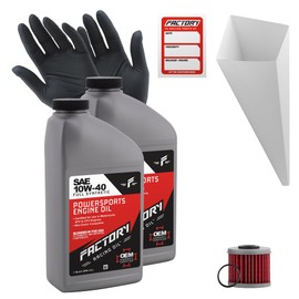 Factory Racing Parts Oil Change Kit compatible with Honda CRF450L 2019-2023 – Includes 2 Quarts of 10W-40 Full Synthetic Oil, 1 Filter, 1 Crush Washer, 1 Funnel, 1 Oil Change Sticker