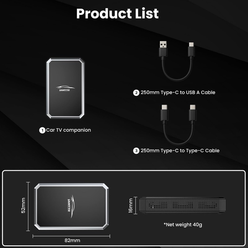 LAMTTO Car TV Mate Pro and Wireless CarPlay Adapter –