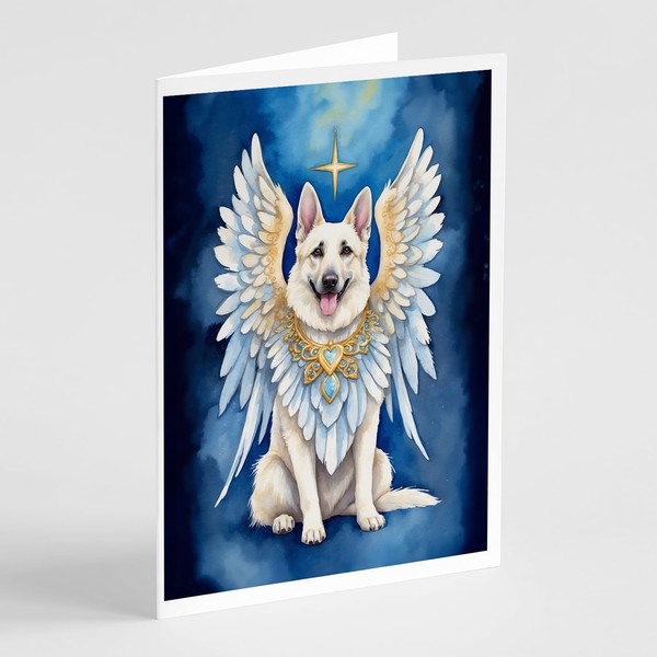 Caroline's Treasures White German Shepherd My Angel Greeting Cards Pack
