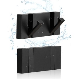 2 Pack，Waterproof Black Towel Hooks，Foldable Towel Hooks for Bathrooms，Modern Coat Hooks，Black Robe Hooks，Bathroom Modern Hooks，Free Perforated，Bathroom Towel Hooks，Towel Door Hooks，Also for Kitchen.