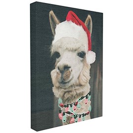 The Stupell Home DÃ©cor Collection Christmas Llama Stretched Canvas Wall Art, 16 x 20
