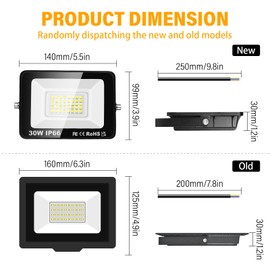 RIGIDON 2 x 30 W LED Outdoor Spotlights, 3000 lm, 6000 K, Cool White, IP66 Waterproof, LED Floodlight, Outdoor Lamp for Garden, Courtyards, Garage, Hotel, Sports Field, Workshop