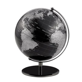 TROIKA Original 25 cm Diameter Globe - Planet - Black Metal Base - Movable Axle - Black, Silver