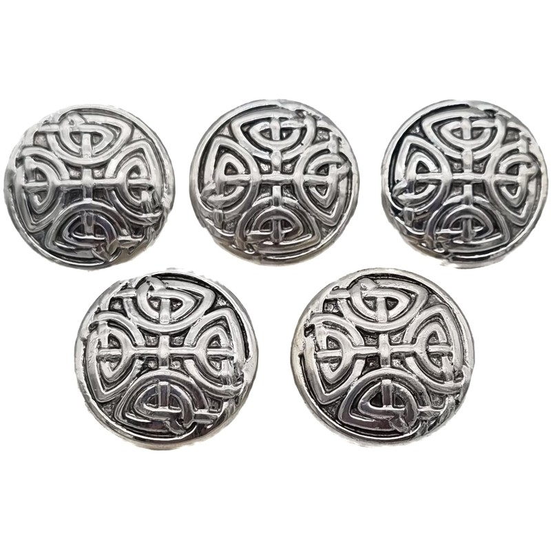 Goldgöre Pack of 5 Celtic Silver Metal Buttons 25mm with