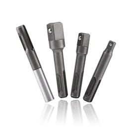 4Pcs SDS Plus Socket Adapter Set, 1/4" Hex Socket Adaptor 1/4" 3/8" 1/2" Square Drill Bit Holder Extension Connector, Power Drill Bit Adapter Fit Most Electric Screwdrivers Drills Chuck