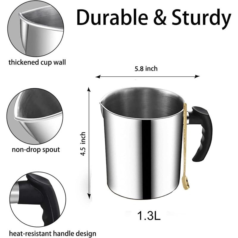 Candle Making Pouring Pot, Stainless Steel Wax Melting Pot with