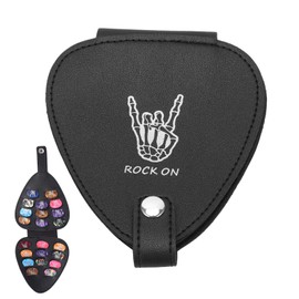 Guitar Pick Holder Case with 22 Slots PU Leather Guitar Plectrum Bag for Acoustic Electric Guitar, Ukulele, Bass, Guitar Picks, Accessories for Guitar (With 22pcs guitar pick)