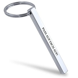 Mister Boncuk® Cubikey Keyring with Engraving Stainless Steel - Chopsticks Keyring - Gifts for Men and Women - Cuboid Keyring, Take care of yourself!